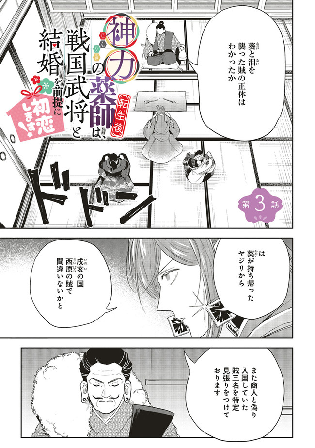 神力の薬師（転生後）は、戦国武将と結婚を前提に初恋します！ 第3.1話 - Page 3